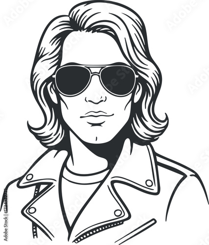 Stylish man wearing sunglasses and a leather jacket, exuding a cool and confident vibe..