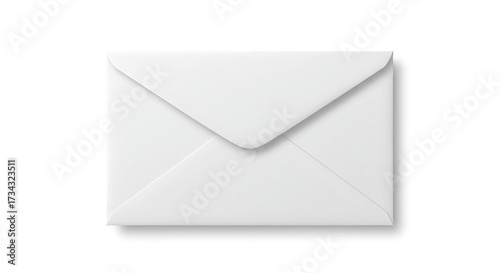 A Clean White Envelope on a White Background.