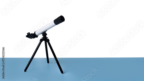 Amateur Telescope on Tripod Isolated on White Background