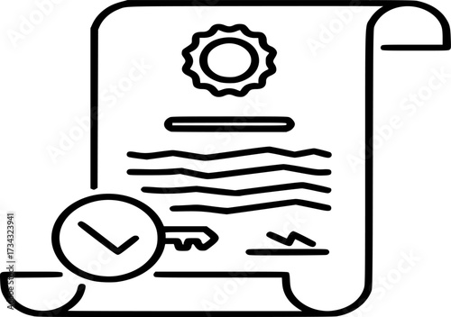 Certificate Authority Icon Vector. Legal Paper Line Icon stock illustration