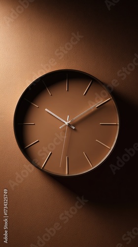Wallpaper Mural Brown wall clock, minimalist style Torontodigital.ca