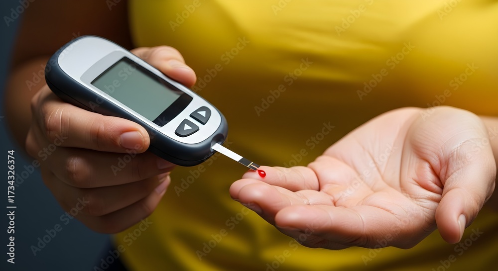 Fototapeta premium Person checking blood sugar with a glucose meter