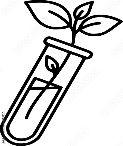 Test Tube with Plant icon vector. Biology, lab, science outline illustration