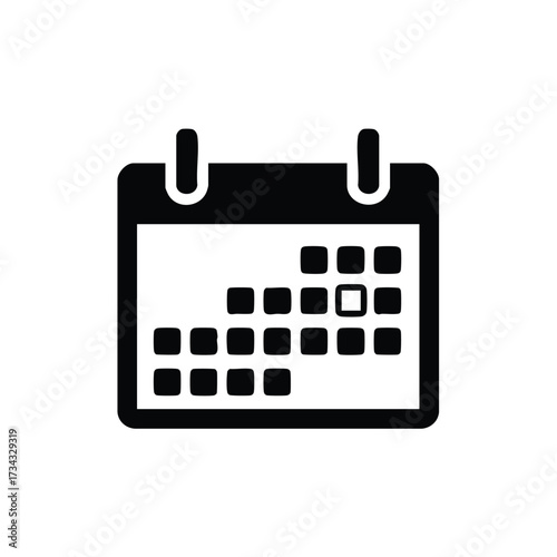 Close-up of a modern digital calendar with a minimalistic design and bold black lines on a
