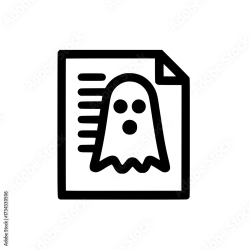 Icon of a text document with a ghost symbolizing spooky message or haunted document theme