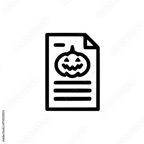 Document icon with a carved pumpkin representing Halloween celebration or creepy note