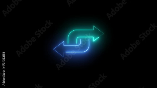 Direction arrow like transfer. simple flat trend modern linear logotype graphic art design isolated on black background. concept of info fast transference for website and abstract traffic badge.