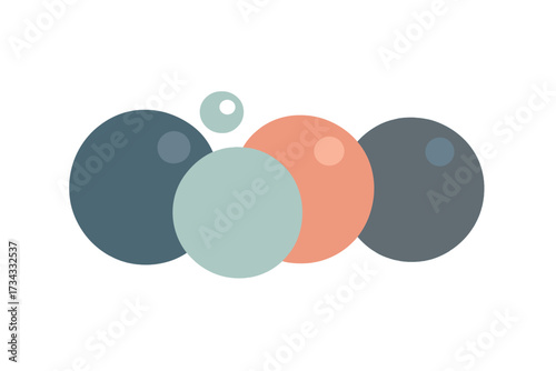 Abstract arrangement of colorful overlapping circles with subtle highlights creating a modern graphic design element