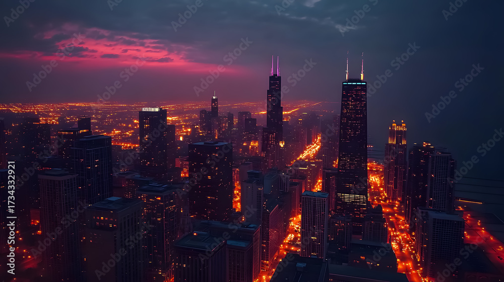 Fototapeta premium A panoramic city view of Chicago.