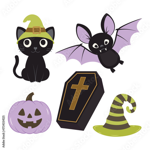 halloween magic set isolated