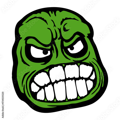 Grinding Teeth Monster Angry Grumpy Mad Comic Cartoon Face