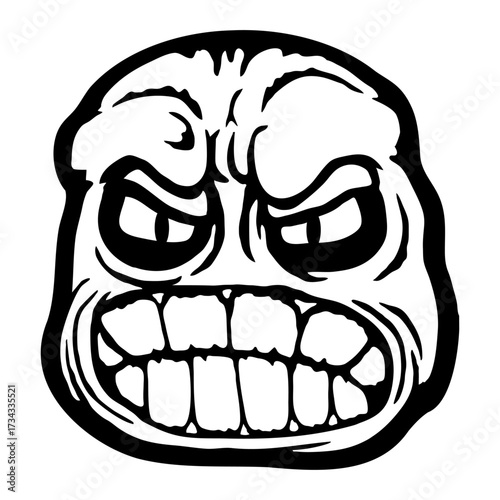 Grinding Teeth Monster Angry Grumpy Mad Comic Cartoon Face