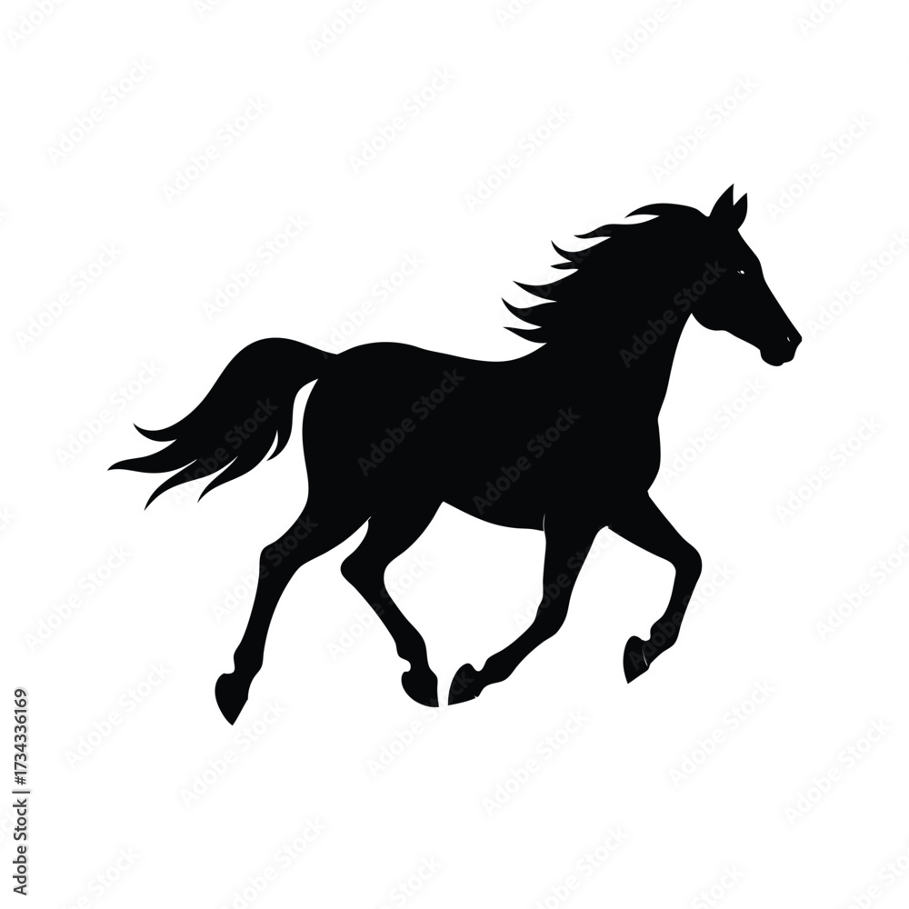 Obraz premium Running Horse Silhouette Animal Vector Illustration Isolated