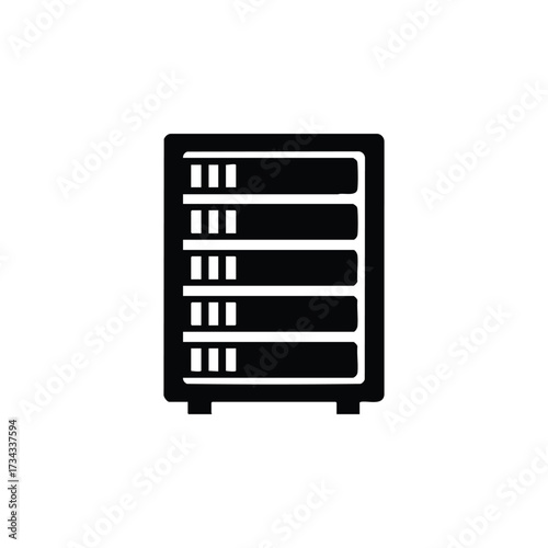 Simplified black and white of a compact storage cabinet with multiple shelves and drawers for organizing items