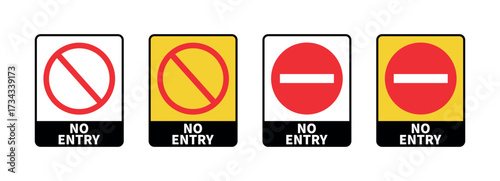 Do Not Enter Symbols, Modern Flat Style Prohibition Signs