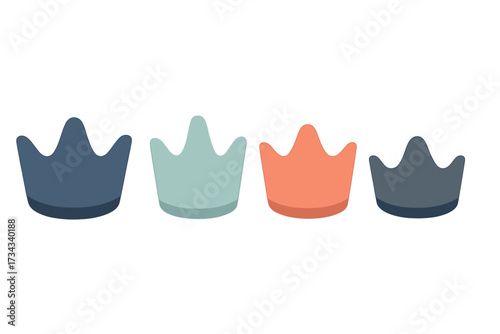 Abstract colorful crown shapes in a horizontal row with subtle shading and modern design elements, vibrant graphic art