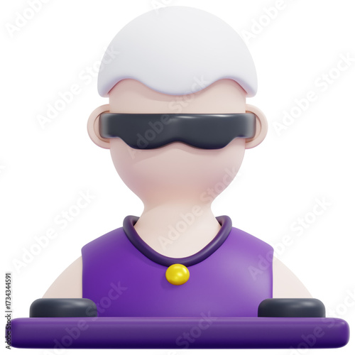 Virtual Reality Enthusiast 3D Illustration, VR Headset User Avatar, Metaverse Concept with Gamer Character Design, Futuristic Technologies