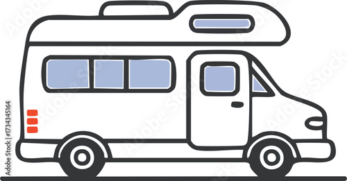 Camper Van Illustration Recreational Vehicle Clipart for Adventure, Travel, and Road Trip Designs