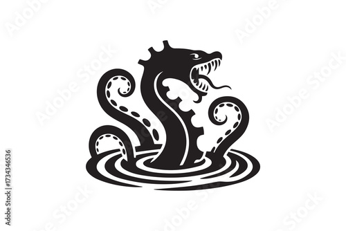 Sea Monster Silhouette Design Kraken Tentacle Silhouette Vector
