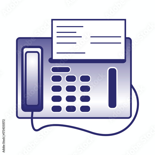 Illustration of a fax machine with paper, isolated on white background