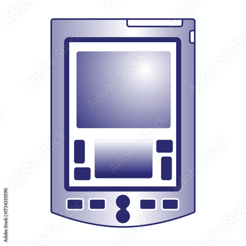 Blue personal digital assistant with a screen and buttons