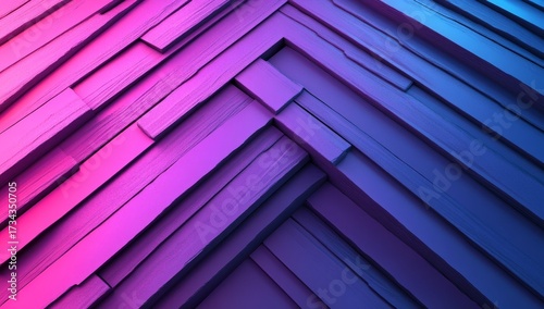 A background featuring abstract purple and pink hues, combined with geometric lines and blurred effects