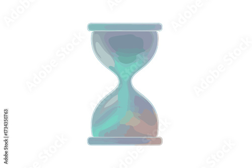 Stylized hourglass with translucent gradient effect symbolizing time measurement and countdown