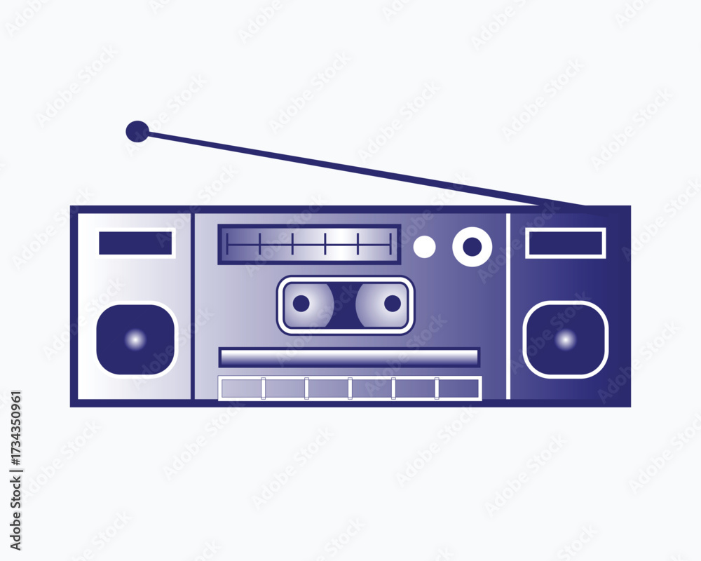 Obraz premium Retro boombox with cassette player and antenna isolated on white background