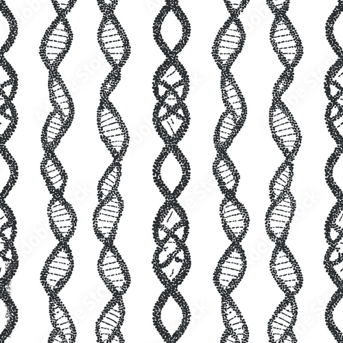 Abstract pattern of DNA double helix in black and white for scientific and artistic use..