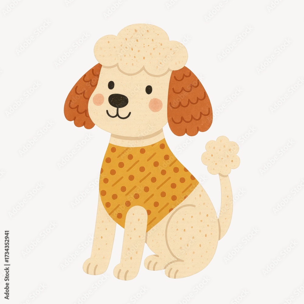 Fototapeta premium Cute cartoon poodle illustration.