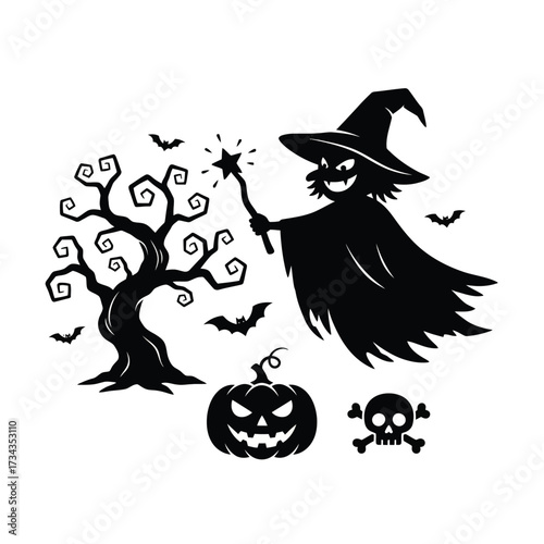 halloween background with witch
