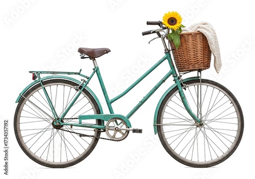 Wallpaper Mural A bicycle with a basket rustic and charming isolated on a white background  Torontodigital.ca
