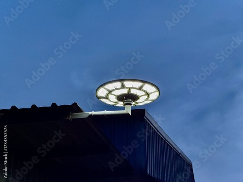 Solar cell light bulbs installed on the roof near the sky