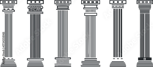 Illustration of various classical column styles showcasing architectural elegance and historical significance..