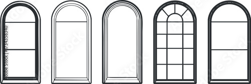 Collection of five distinct window designs showcasing various architectural styles and shapes.