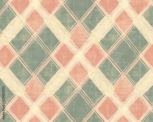 The classic Argyle pattern features geometric rhombus shapes and is often used in conjunction with Harlequin check designs for wallpaper and textiles