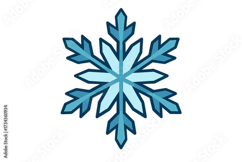 Intricate geometric blue snowflake symbol representing the essence of winter, cold weather, ice, and festive holiday season