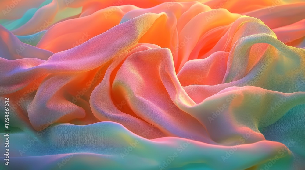 Obraz premium Gentle waves of soft hues combine, producing an abstract fluid effect