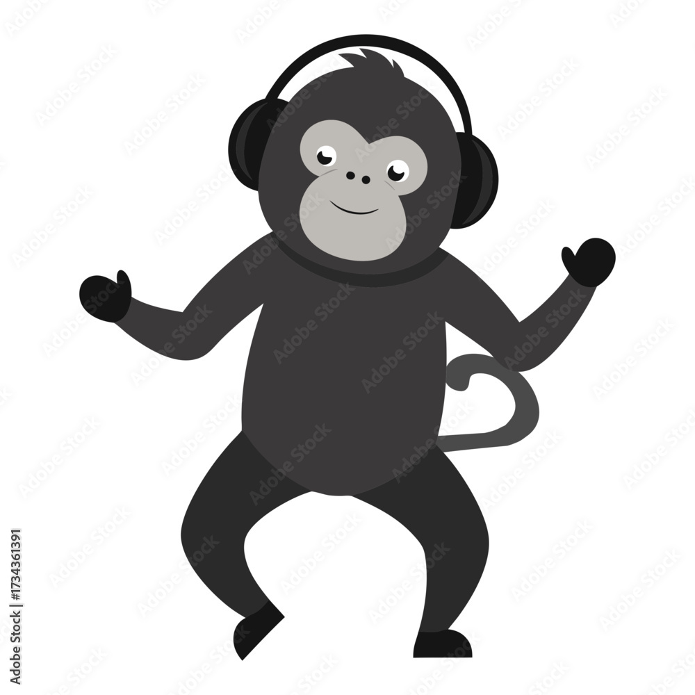 Fototapeta premium Silhouette vector illustration of an orangutan dancing