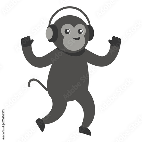 Silhouette vector illustration of an orangutan dancing