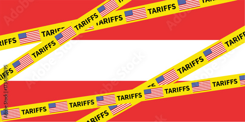Austria Flag Hit with Tariffs USA Trade War Concept International Business Problems Global Economics and Policy Import
