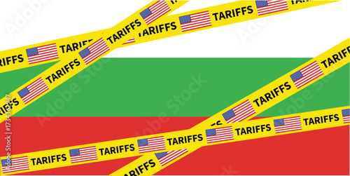 Bulgaria Tariff Wars American Flag Tape Restricts Trade on Bulgarian National Colors Background Trade Barriers USA