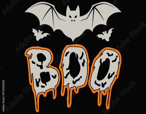 Boo Halloween Bat Ghost Favorite File - printable editable vector art file.
