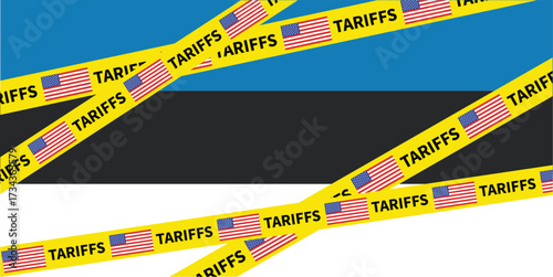Estonia Flag and USA Tariffs Illustration depicting trade barriers economic policy international relations and political