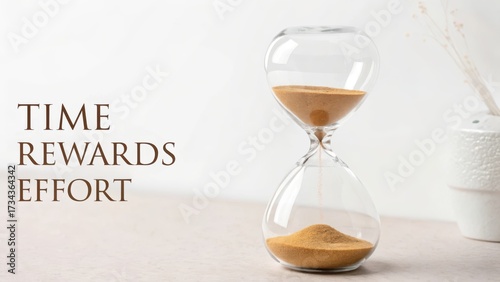 Hourglass of Glass with Sand on White Surface Depicting Time