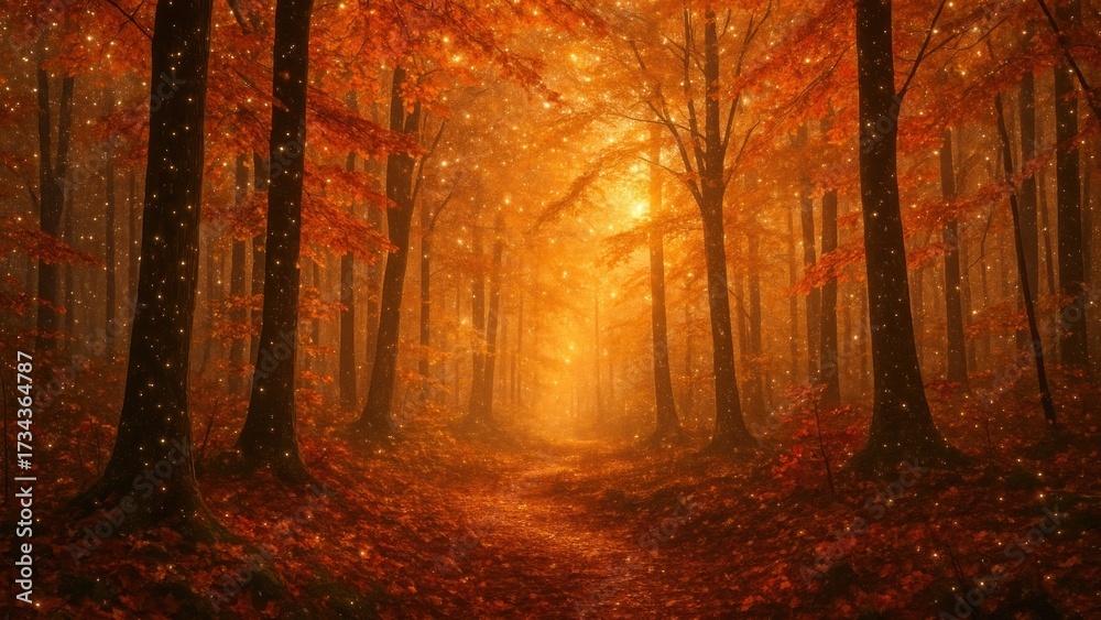 Fototapeta premium Enchanted autumn forest path