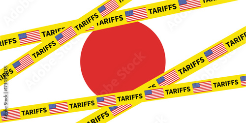 Trade War US Tariffs on Japan a Visual Representation of International Trade Tension American Flags Symbolizing Economy