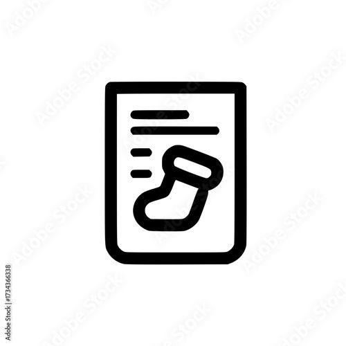 Illustration of a paper document with Christmas socks symbolizing holiday preparation or celebration
