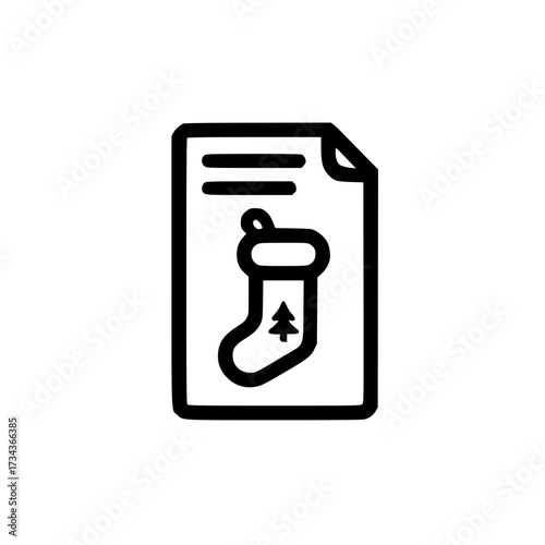 Vector illustration of a text document with Christmas socks symbolizing holiday gift or checklist