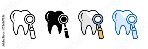 Dental Mirror Icon Set Multiple Style Collection